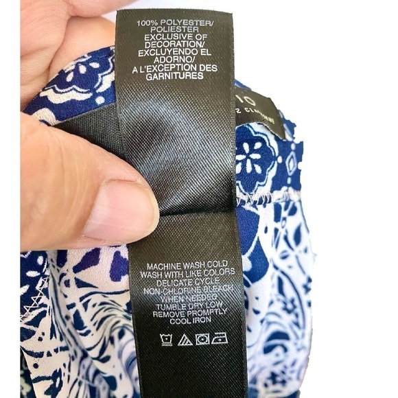 Studio by Liz Claiborne Petite XL Navy Geometric Pint 3/4 sleeve tunic - Picture 6 of 7